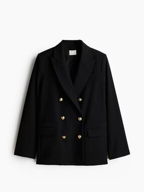 H&M Black Double-Breasted Blazer with Gold Buttons